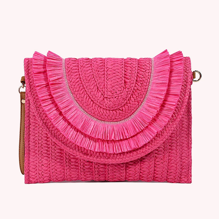 “Zanara” Woven Fringe Clutch
