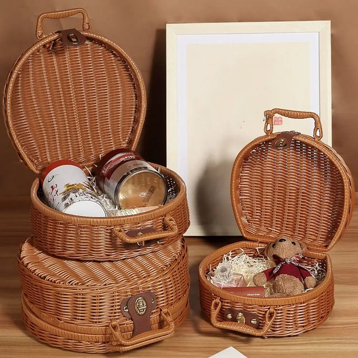 “Marivale” Round Wicker Suitcase