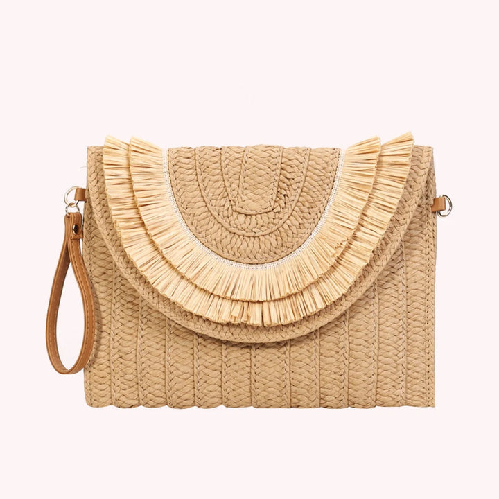 “Zanara” Woven Fringe Clutch