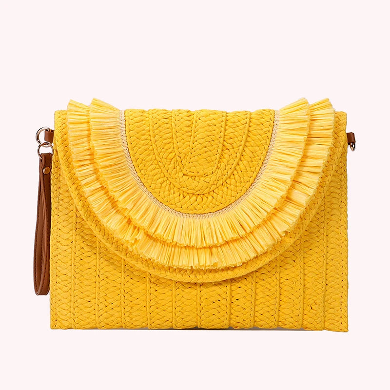 “Zanara” Woven Fringe Clutch