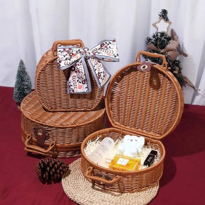 “Marivale” Round Wicker Suitcase