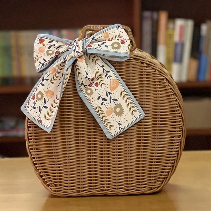 “Marivale” Round Wicker Suitcase