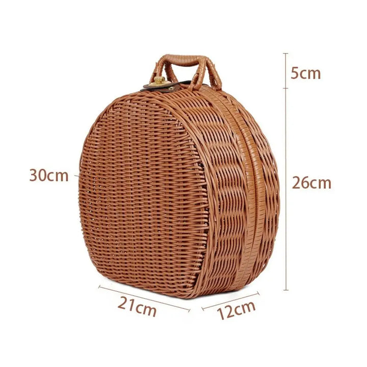 “Marivale” Round Wicker Suitcase