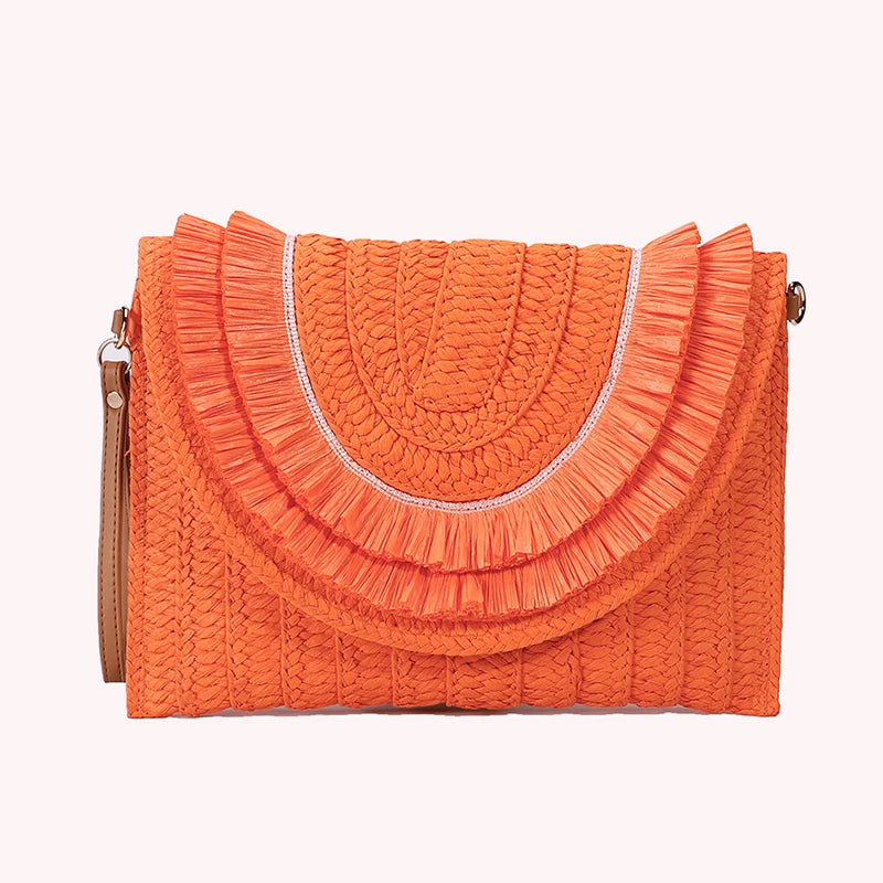 “Zanara” Woven Fringe Clutch