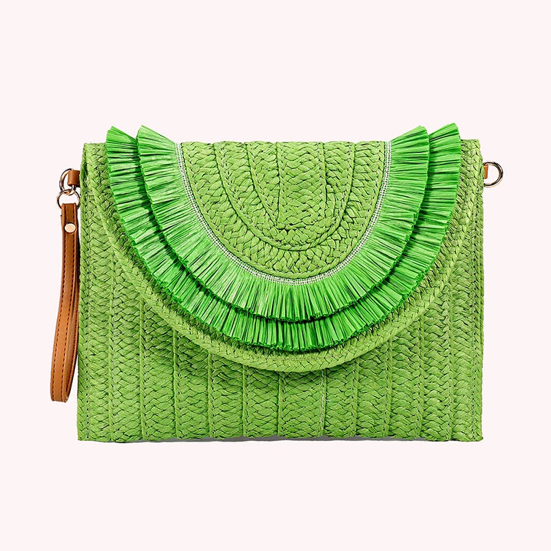 “Zanara” Woven Fringe Clutch